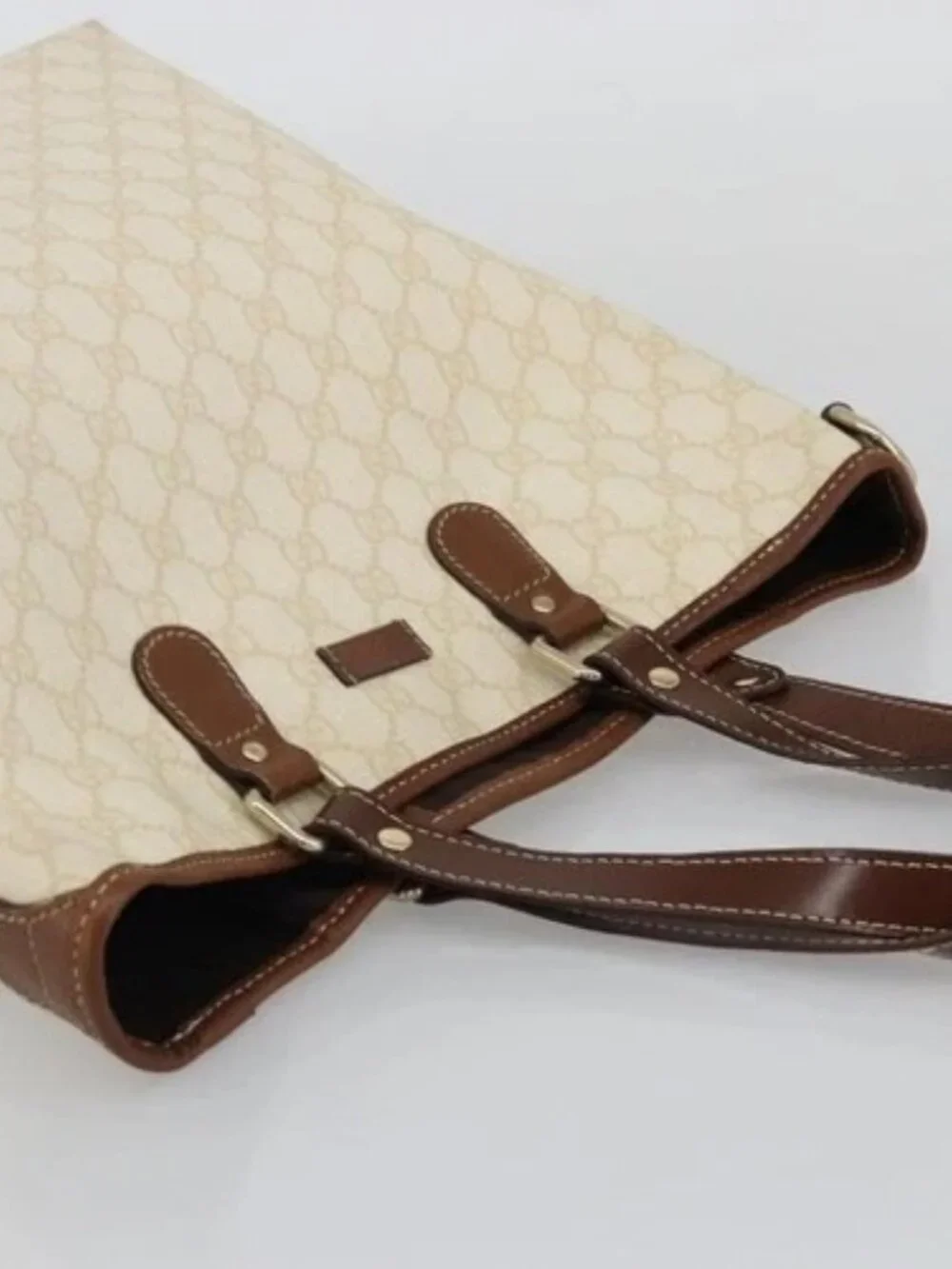 GUCCI GG Supreme Tote Bag PVC Ivory Gold 189896 Auth BAZ627
